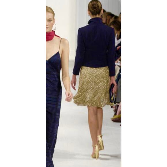 Ralph Lauren Collection Sequin Embellished Skirt Gold Runway Party Formal $5K 8 - Picture 3 of 15